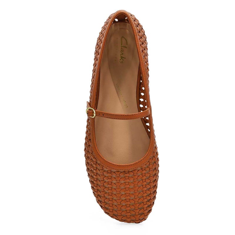 Women's  Livia Sky Leather Maryjane Dress Flat - Tan Weave