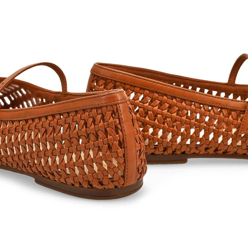 Women's  Livia Sky Leather Maryjane Dress Flat - Tan Weave
