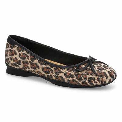 Lds Jazmynn Bow Ballet Shoe - Leopard Print