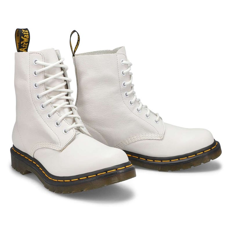 Bottes 8 œillets PASCAL, cuir doux, blanc, femmes