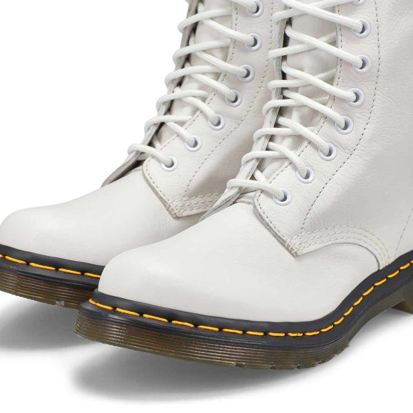 Bottes 8 œillets PASCAL, cuir doux, blanc, femmes