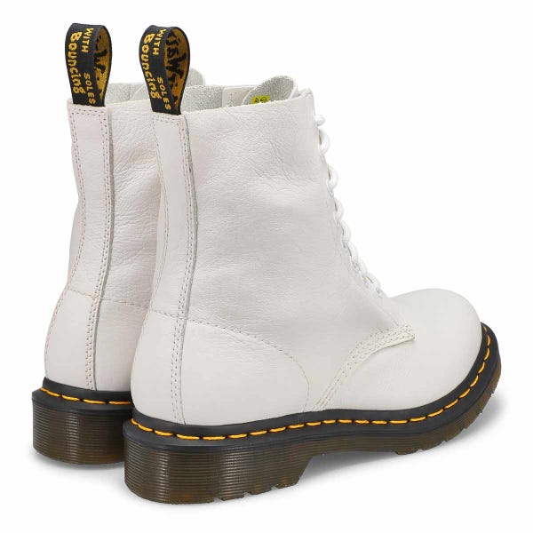 Bottes 8 œillets PASCAL, cuir doux, blanc, femmes