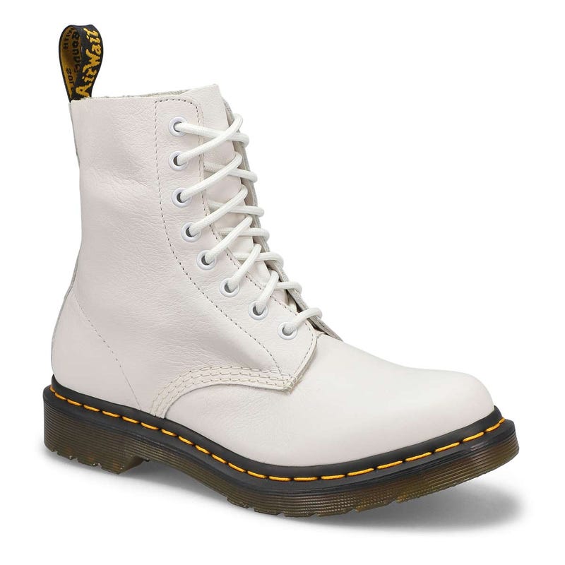 Bottes 8 œillets PASCAL, cuir doux, blanc, femmes