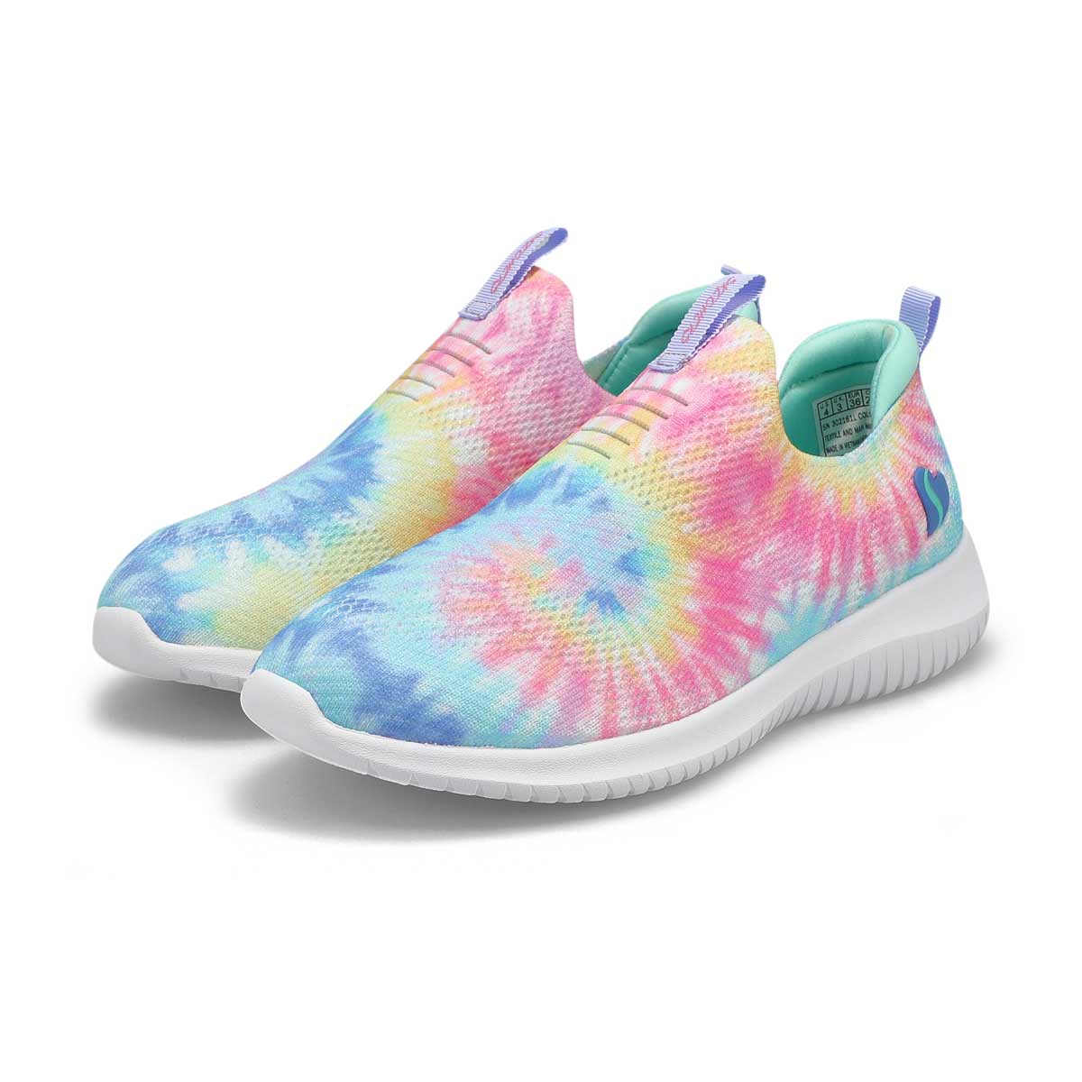 Girls'  Ultra Flex Groovin' Vibes Slip On Sneaker - Blue/Multi