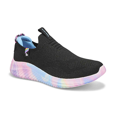 Grls Ultra Flex 3.0 Cooltastic Slip On Sneaker - Black/Multi