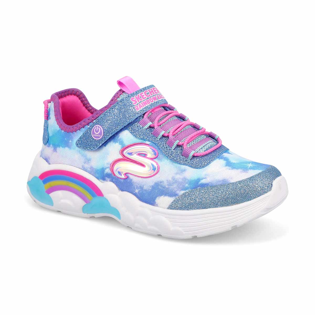 Skechers Girls' Rainbow Racer Light Up Sneake SoftMoc USA