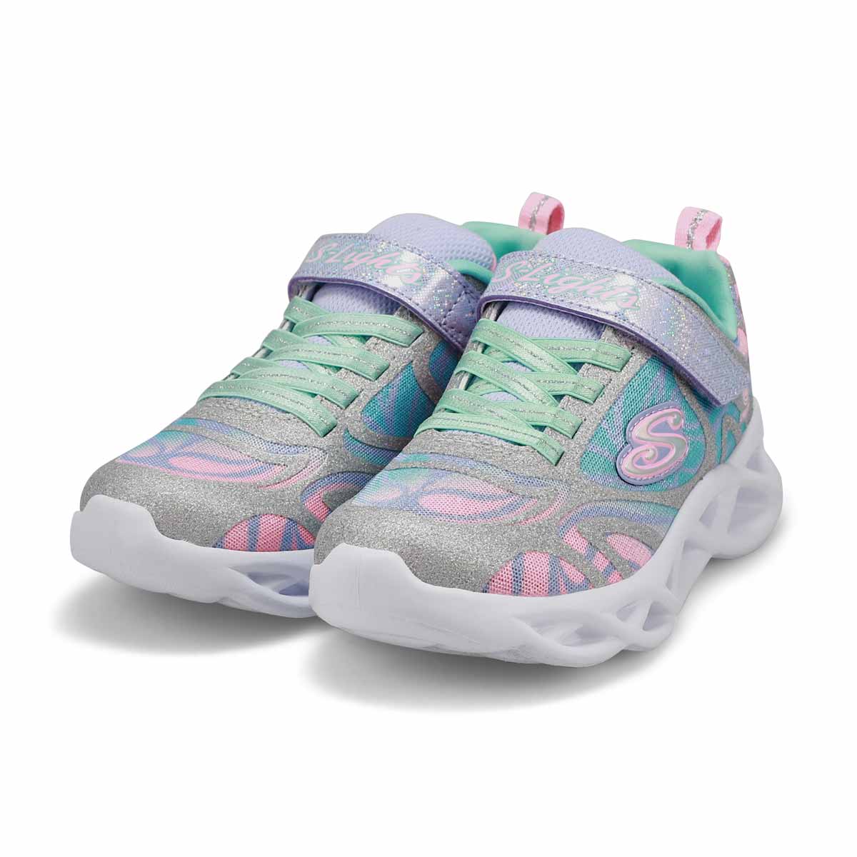 Girls' Twisty Bright Sneakers- Silver/Multi