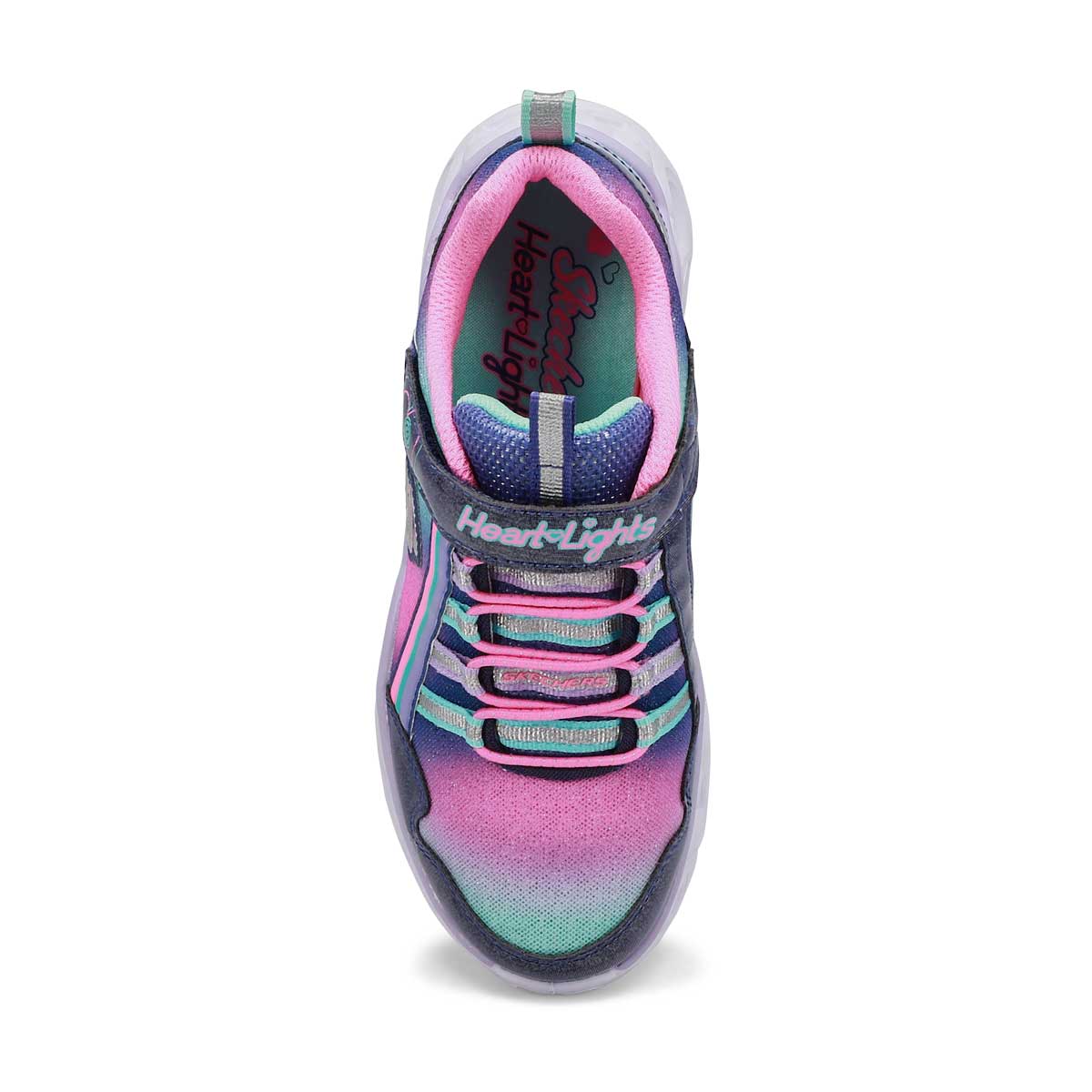 Girls' Heart Lights Rainbow Lux Sneakers - Nvy/Mlt