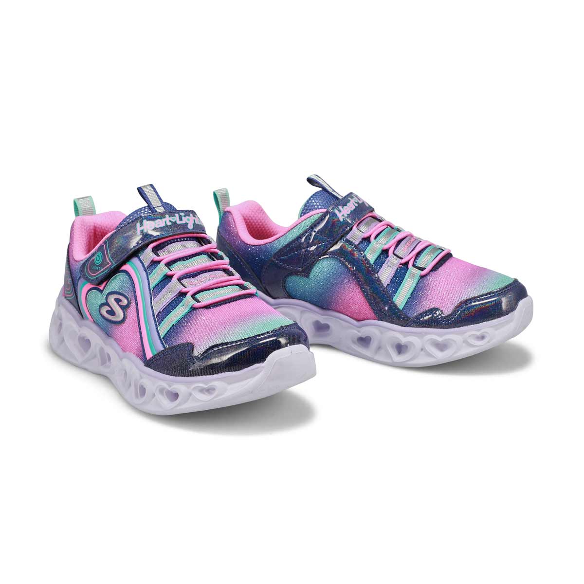 Girls' Heart Lights Rainbow Lux Sneakers - Nvy/Mlt