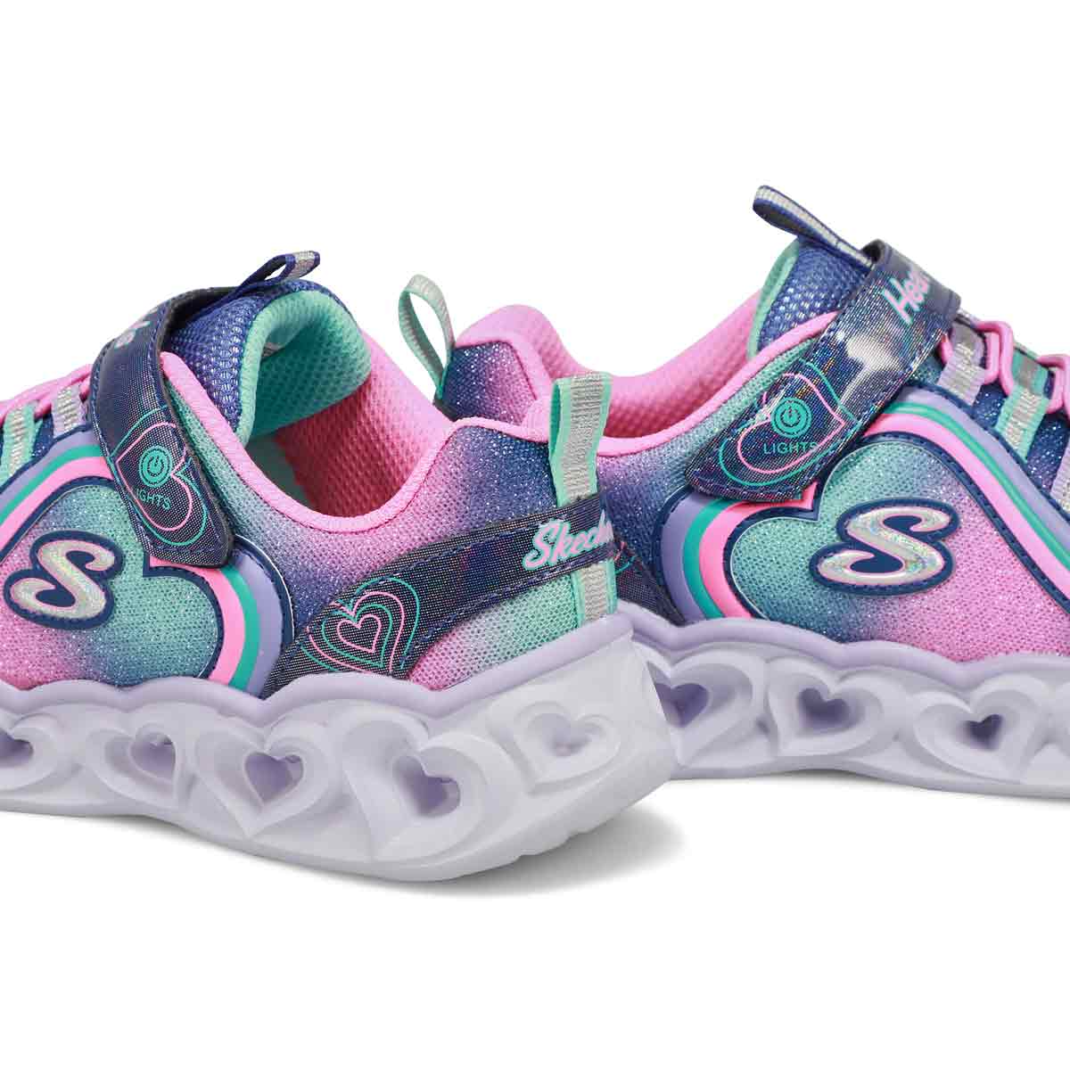 Girls' Heart Lights Rainbow Lux Sneakers - Nvy/Mlt