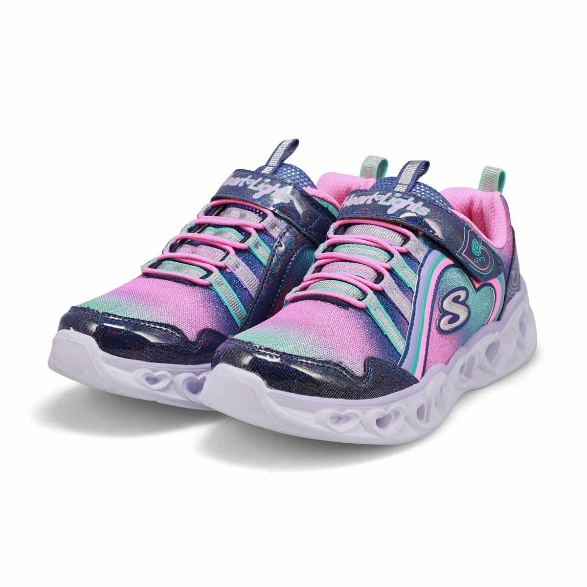 Girls' Heart Lights Rainbow Lux Sneakers - Nvy/Mlt