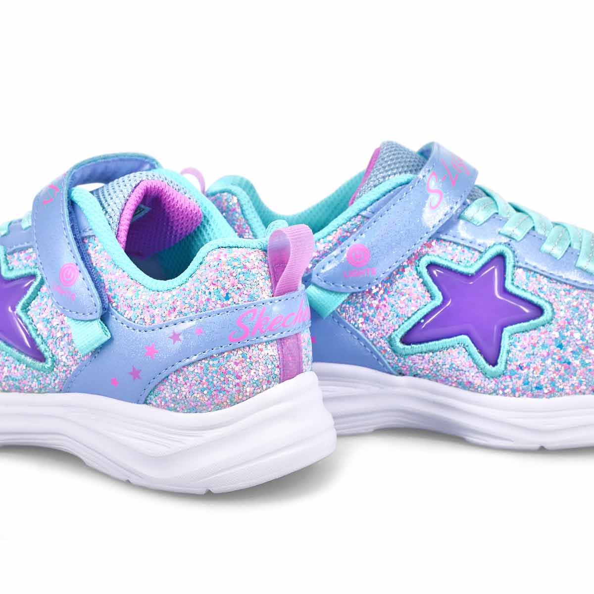 Girls' Glimmer Kicks Lighted Sneaker -Lavender/Aqu