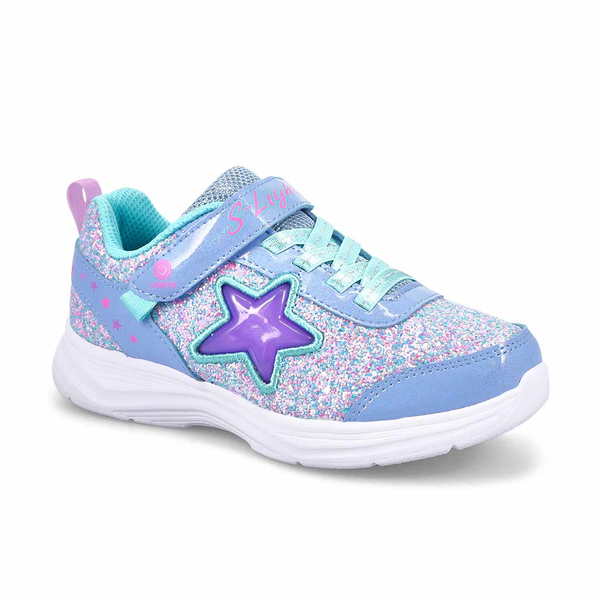 Girls' Glimmer Kicks Lighted Sneaker -Lavender/Aqu