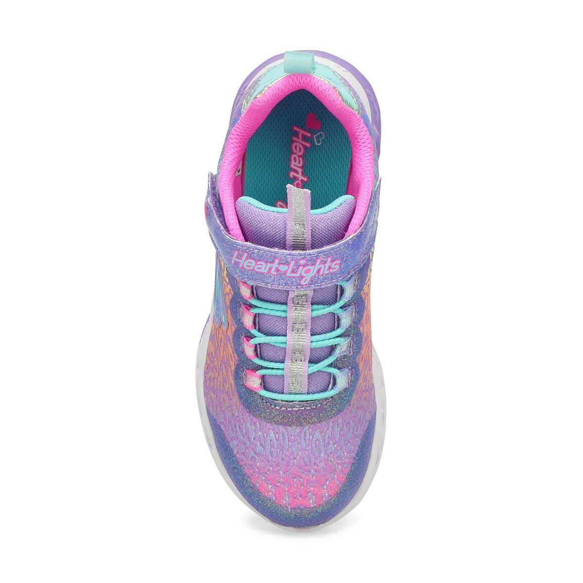 Girls' Flutter Heart Lights Sneaker-Lavender/Multi