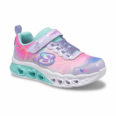 Grls Flutter Heart Lights Simply Love Sneaker - Lavender/Multi