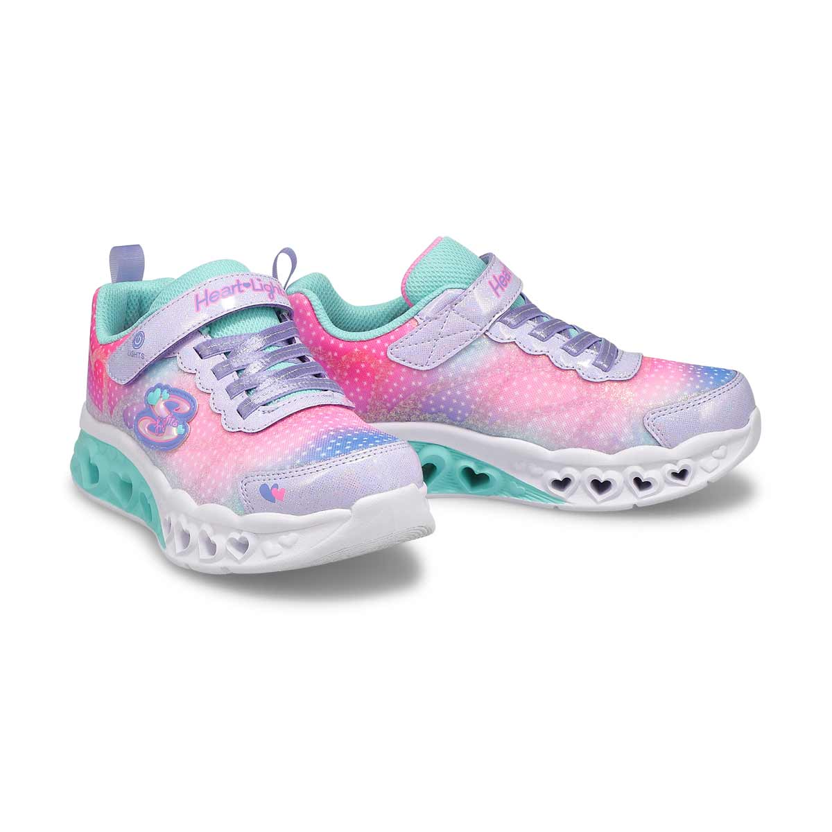 Girls' Flutter Hearts Lights Simply Love Sneaker - Lavender/Multi