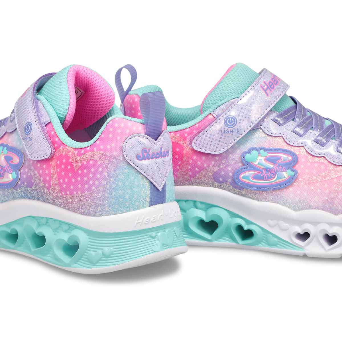 Girls' Flutter Hearts Lights Simply Love Sneaker - Lavender/Multi