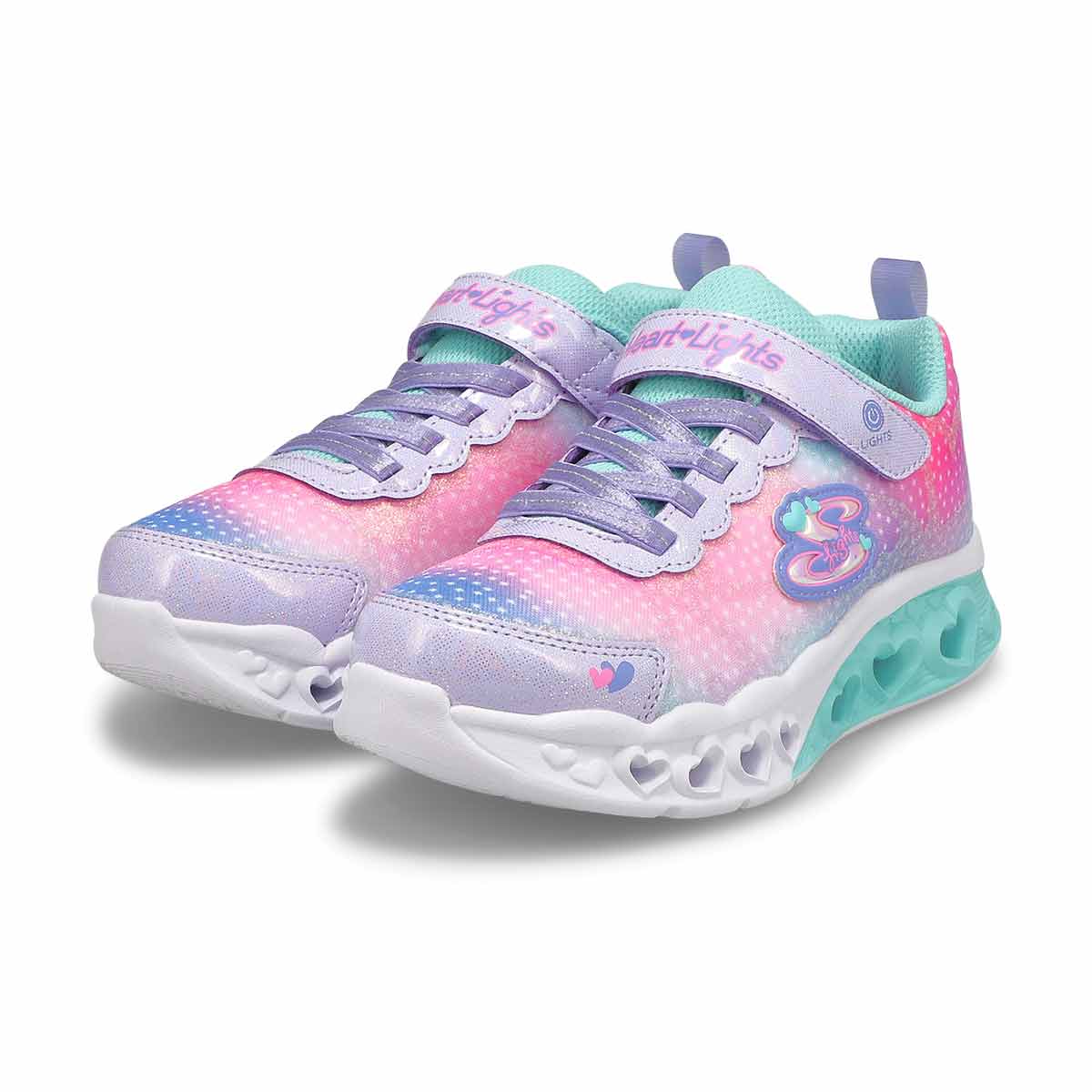 Girls' Flutter Hearts Lights Simply Love Sneaker - Lavender/Multi