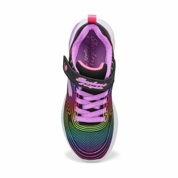 Girls' S Lights Wavy Beams Sneaker - Black/Multi