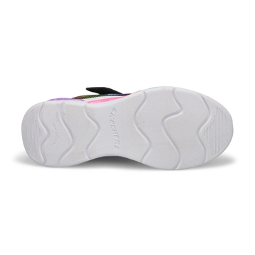 Girls' S Lights Wavy Beams Sneaker - Black/Multi