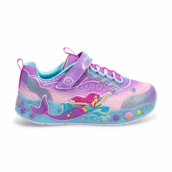 Girls'  Mermaid Dreams Light Up Sneaker - Lavender Sparkle/Multi