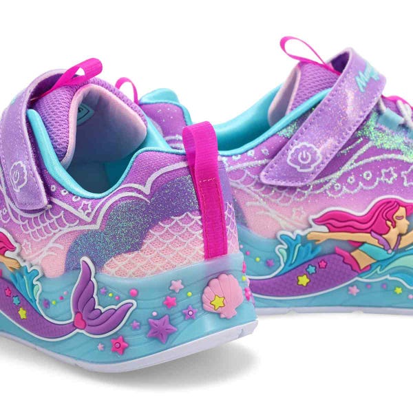Girls'  Mermaid Dreams Light Up Sneaker - Lavender Sparkle/Multi