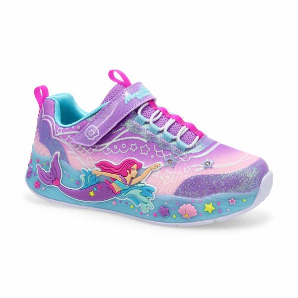 Girls'  Mermaid Dreams Light Up Sneaker - Lavender Sparkle/Multi