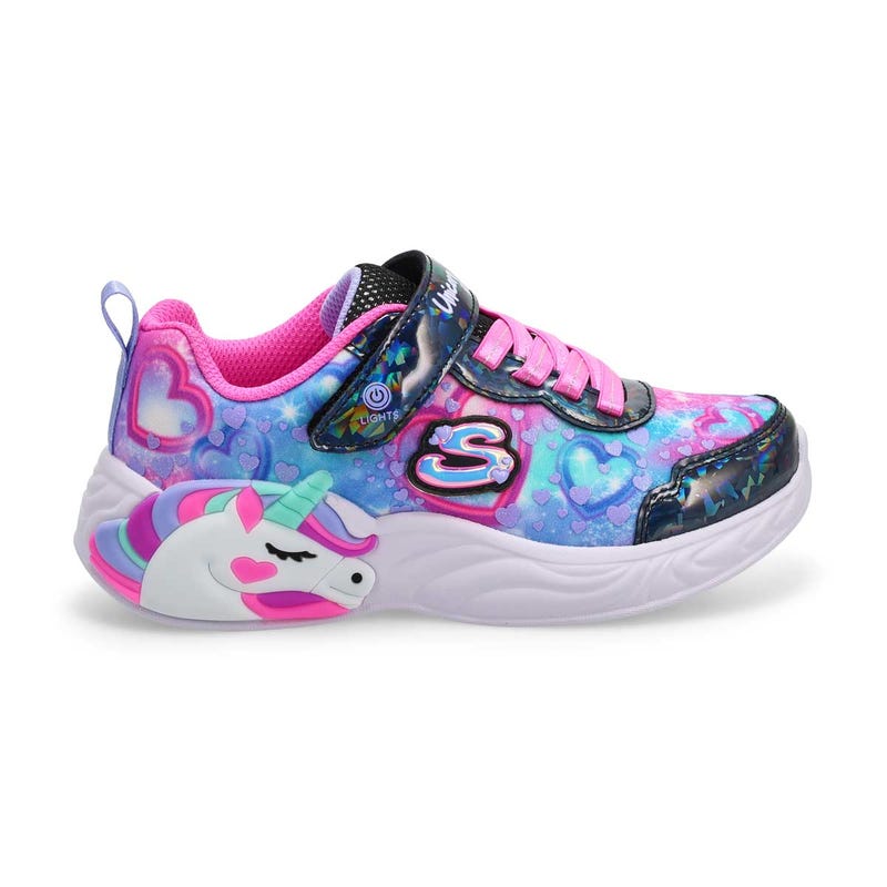 Espadrille fille lumineuse S Lights Unicorn Dreams Cœur scintillant – Noir/Multi