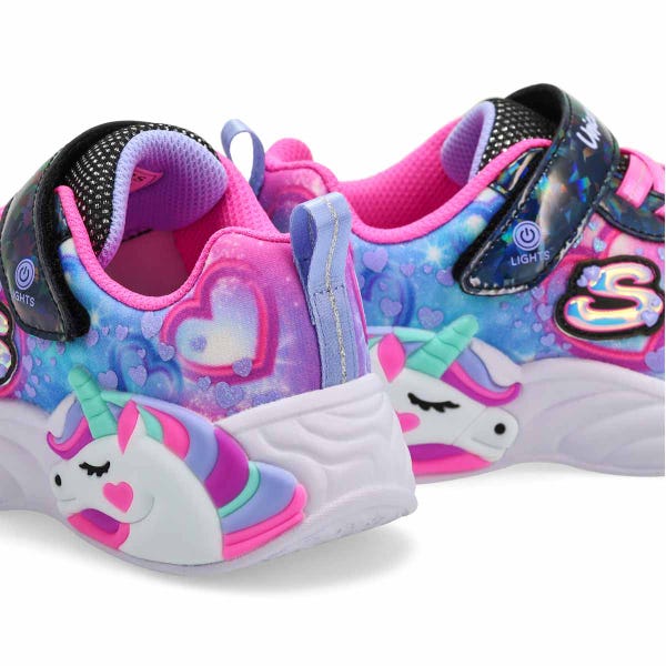 Espadrille fille lumineuse S Lights Unicorn Dreams Cœur scintillant – Noir/Multi