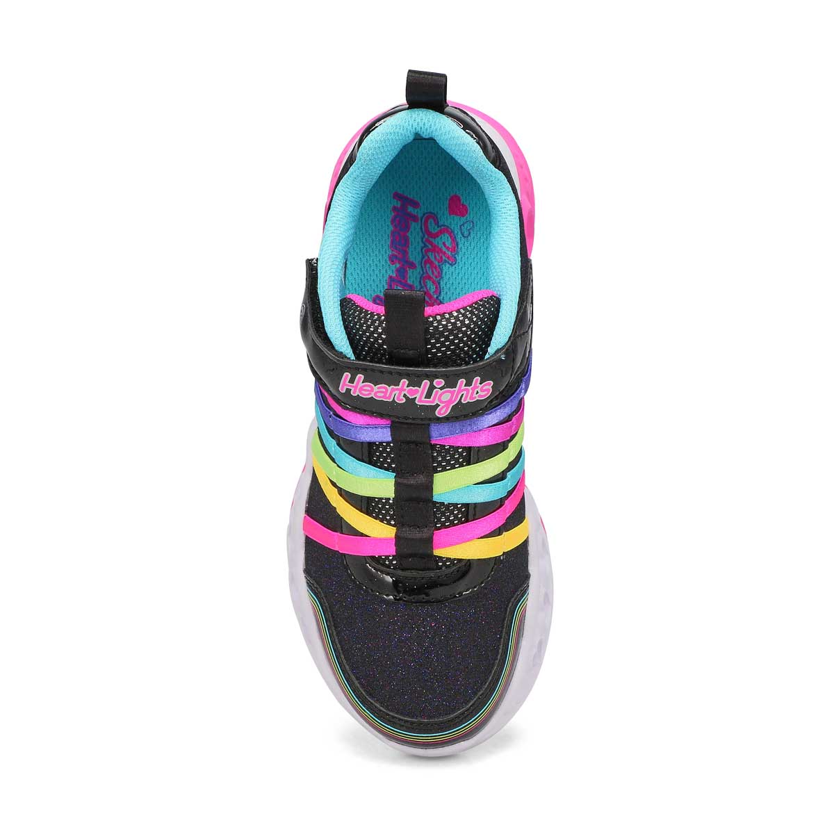 Girls' Flutter Heart LIghts Rainbow Bestie Sneaker - Black/Multi