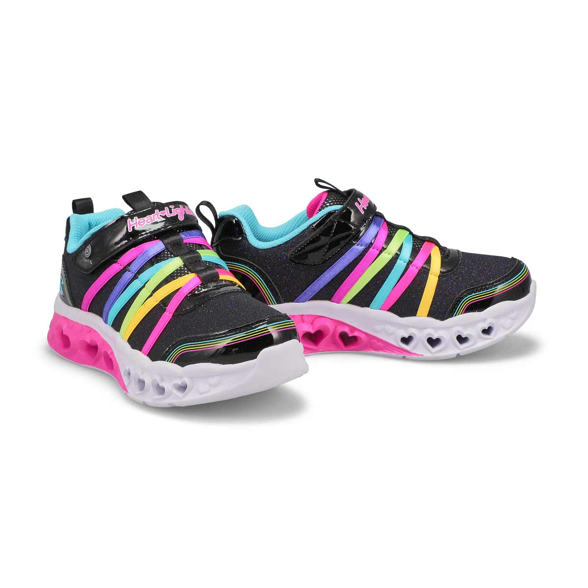 Girls' Flutter Heart LIghts Rainbow Bestie Sneaker - Black/Multi