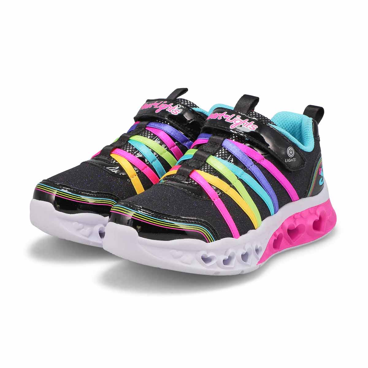 Girls' Flutter Heart LIghts Rainbow Bestie Sneaker - Black/Multi