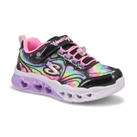 Girls' Flutter Heart Lights Groovy Swirl Sneaker - Black/Pink