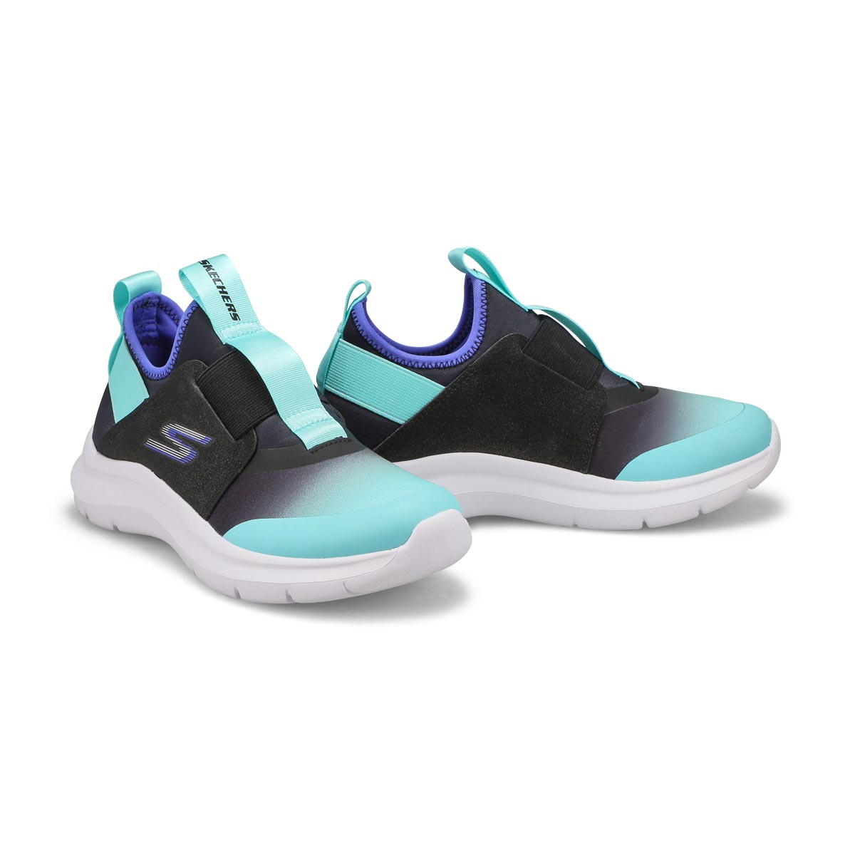 Girls' Skech Fast Ombre Sunset Sneaker - Black/Aqua