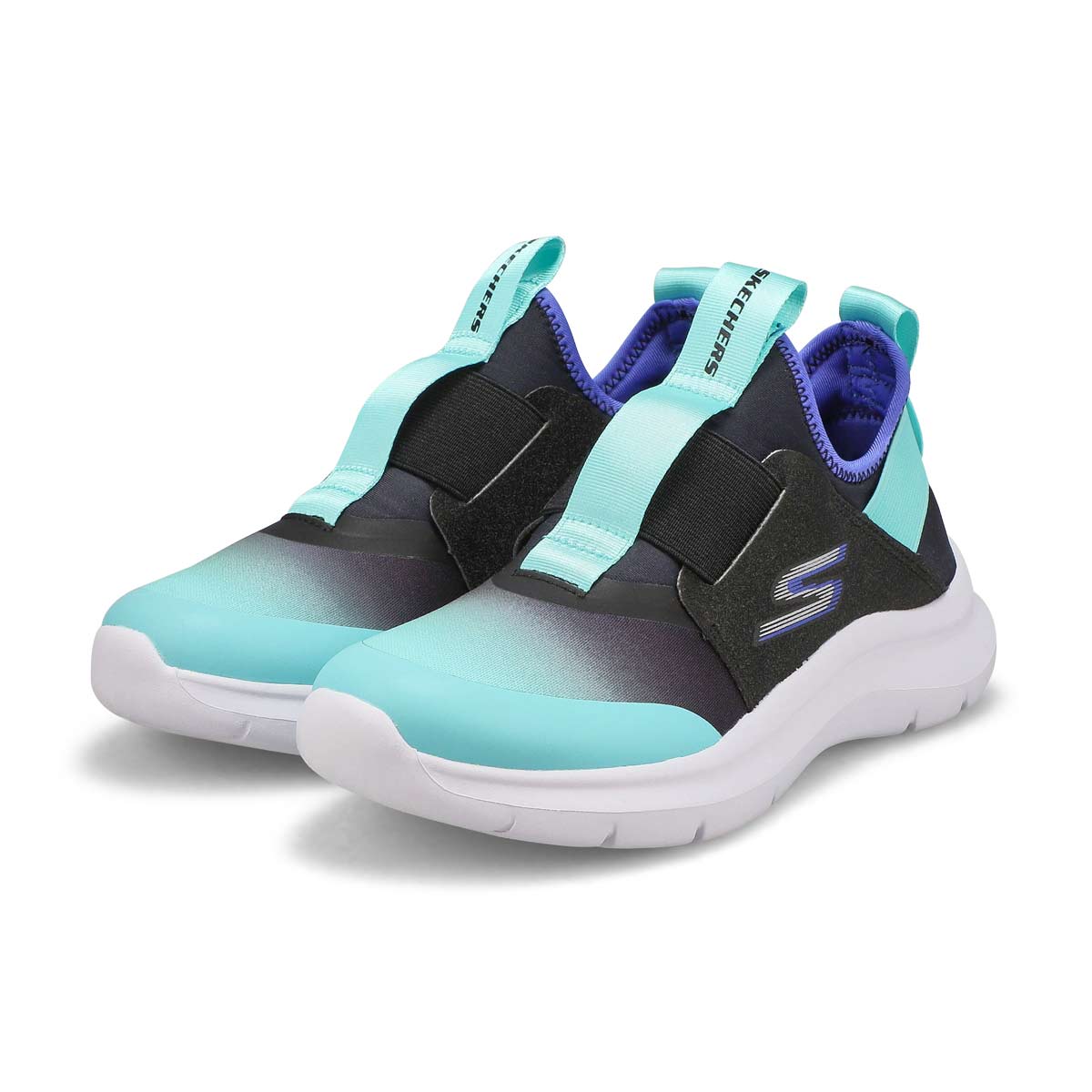 Girls' Skech Fast Ombre Sunset Sneaker - Black/Aqua