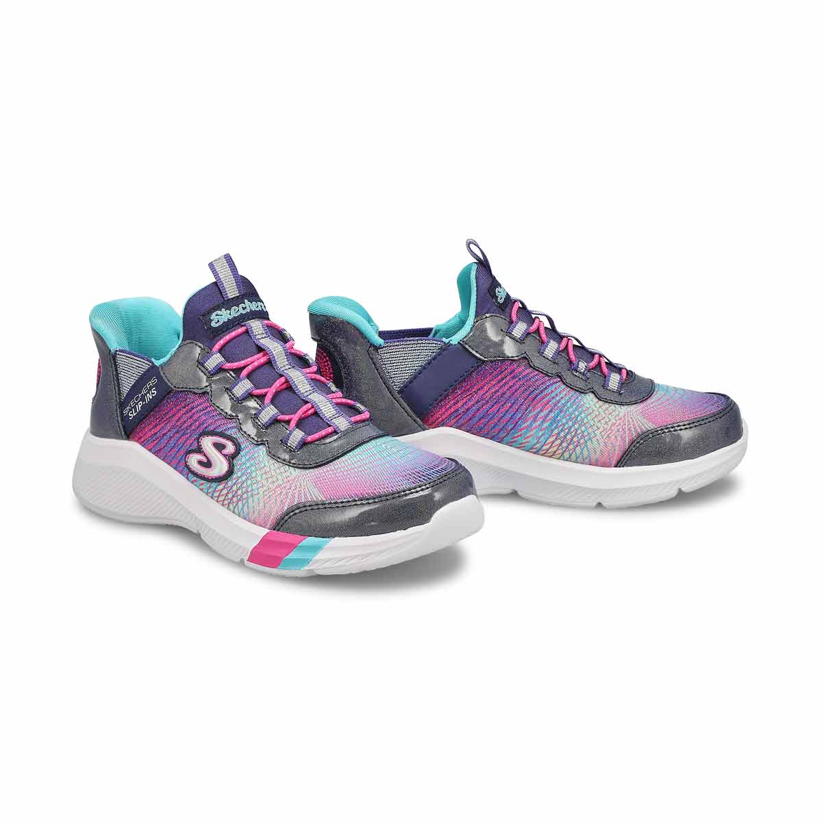 Girls' Dreamy Lites Colourful Prism Slip-Ins Sneaker - Navy/Multi