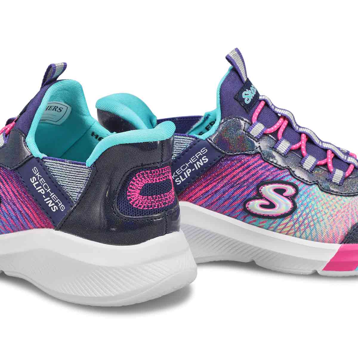 Girls' Dreamy Lites Colourful Prism Slip-Ins Sneaker - Navy/Multi