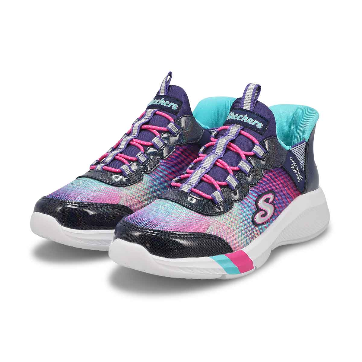 Girls' Dreamy Lites Colourful Prism Slip-Ins Sneaker - Navy/Multi
