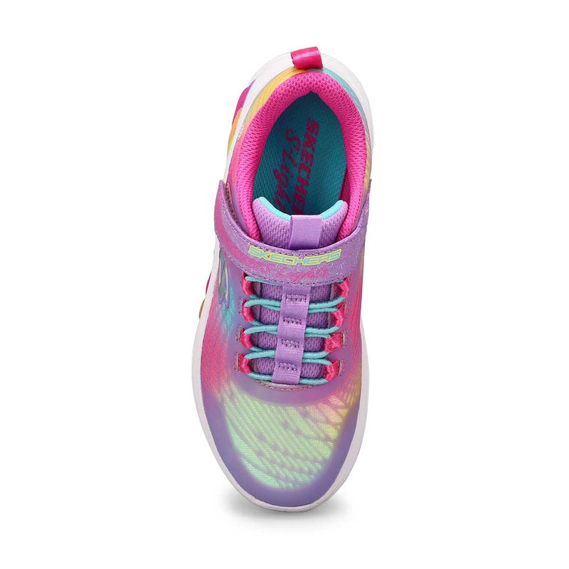 Girls' S-Lights Rainbow Cruisers Rainbow Reflectin Sneaker - Lavender/Multi