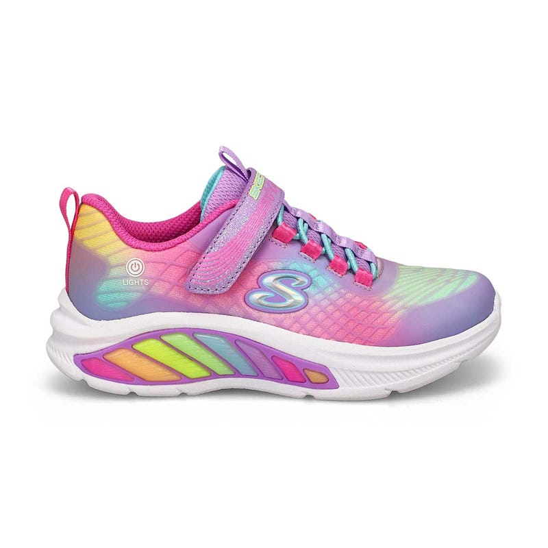 Girls' S-Lights Rainbow Cruisers Rainbow Reflectin Sneaker - Lavender/Multi