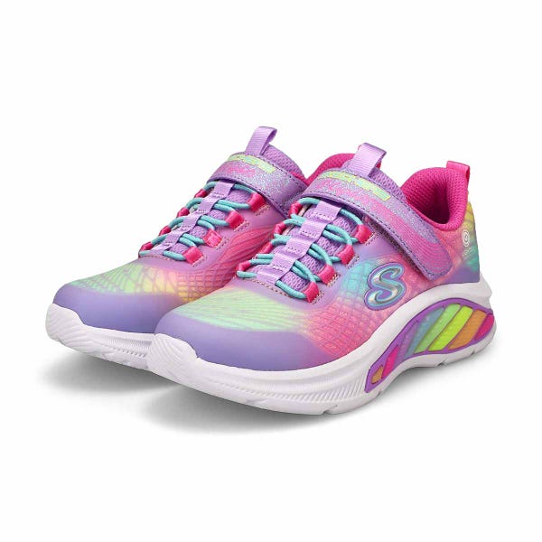Girls' S-Lights Rainbow Cruisers Rainbow Reflectin Sneaker - Lavender/Multi