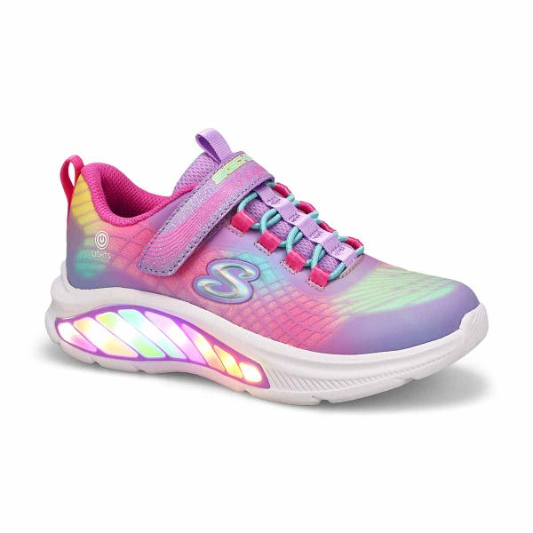 Girls' S-Lights Rainbow Cruisers Rainbow Reflectin Sneaker - Lavender/Multi