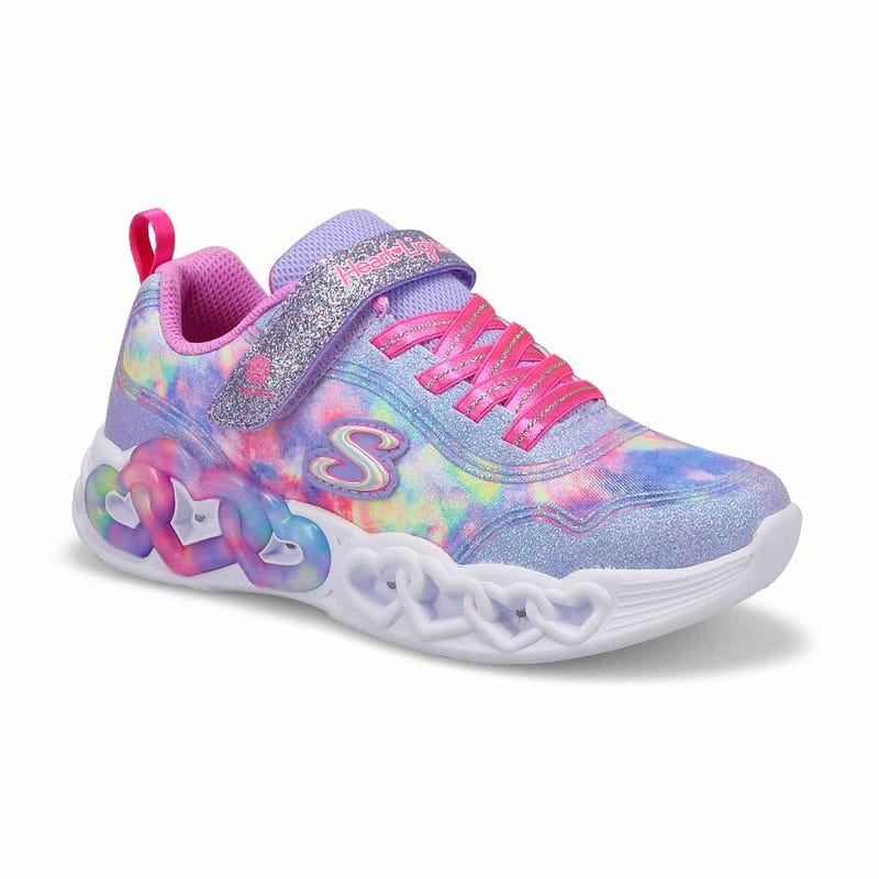 Girls'  Infinite Heart Lights Light Up Sneaker - Lavender/Multi