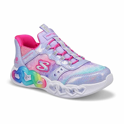 Grls Infinite Heart Lights Slip-Ins Sneaker - Lavender/Multi