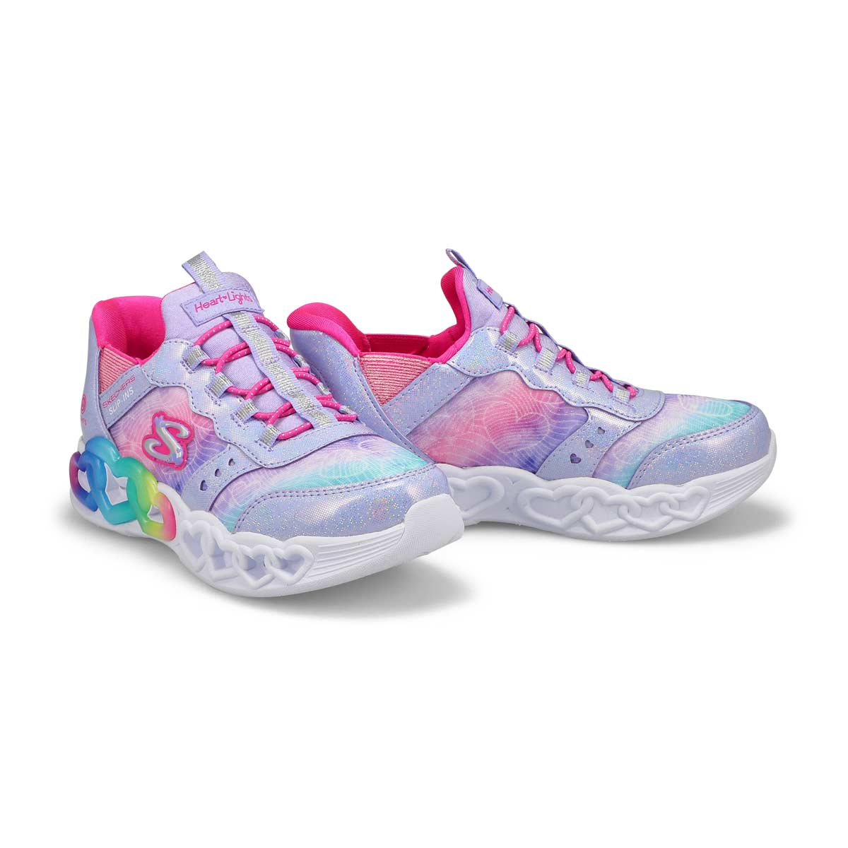 Girls' Infinite Heart Lights Slip-Ins Sneaker - Lavender/Multi