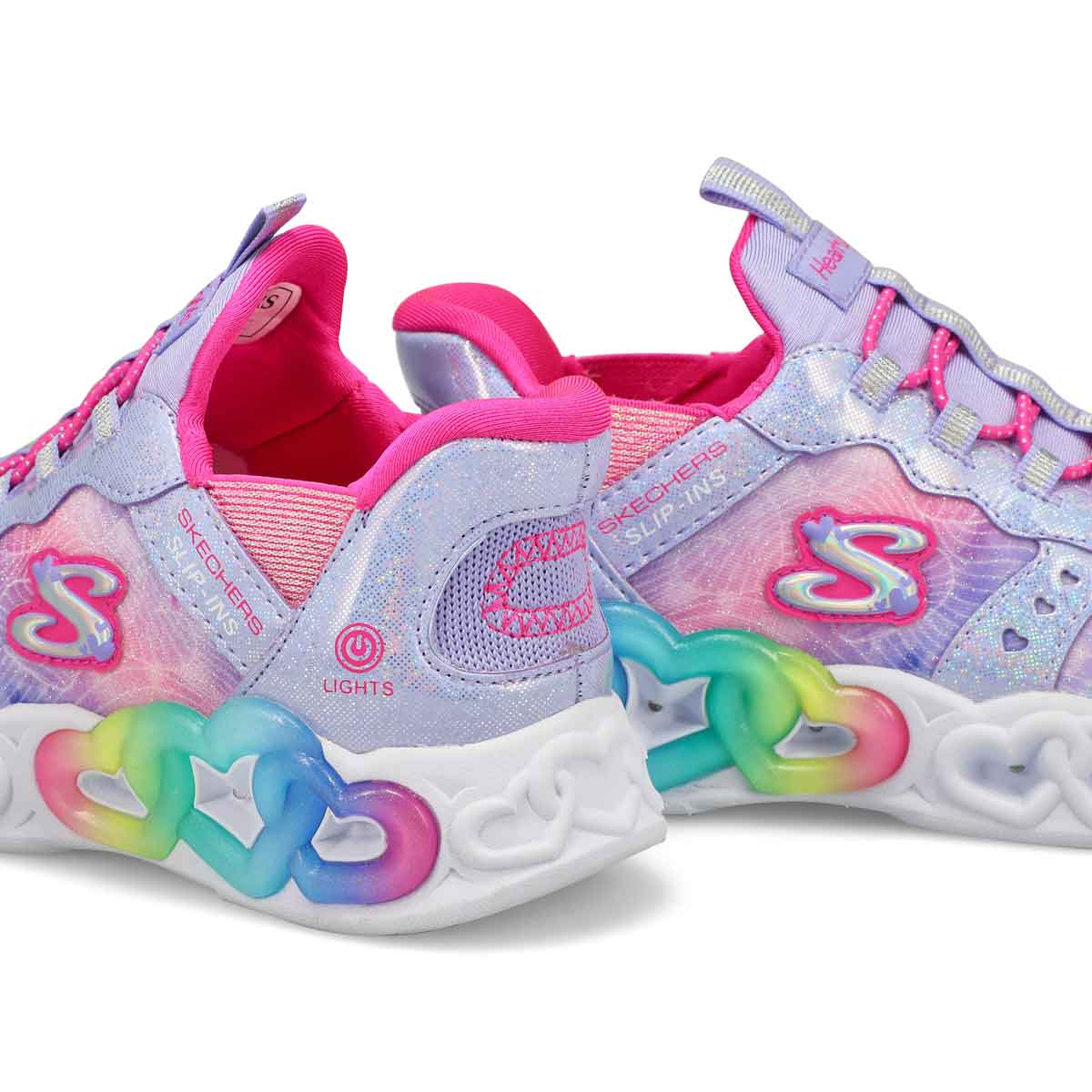 Girls' Infinite Heart Lights Slip-Ins Sneaker - Lavender/Multi