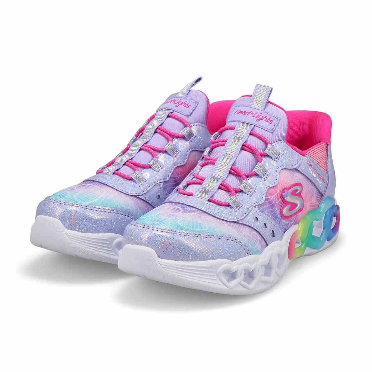 Girls' Infinite Heart Lights Slip-Ins Sneaker - Lavender/Multi