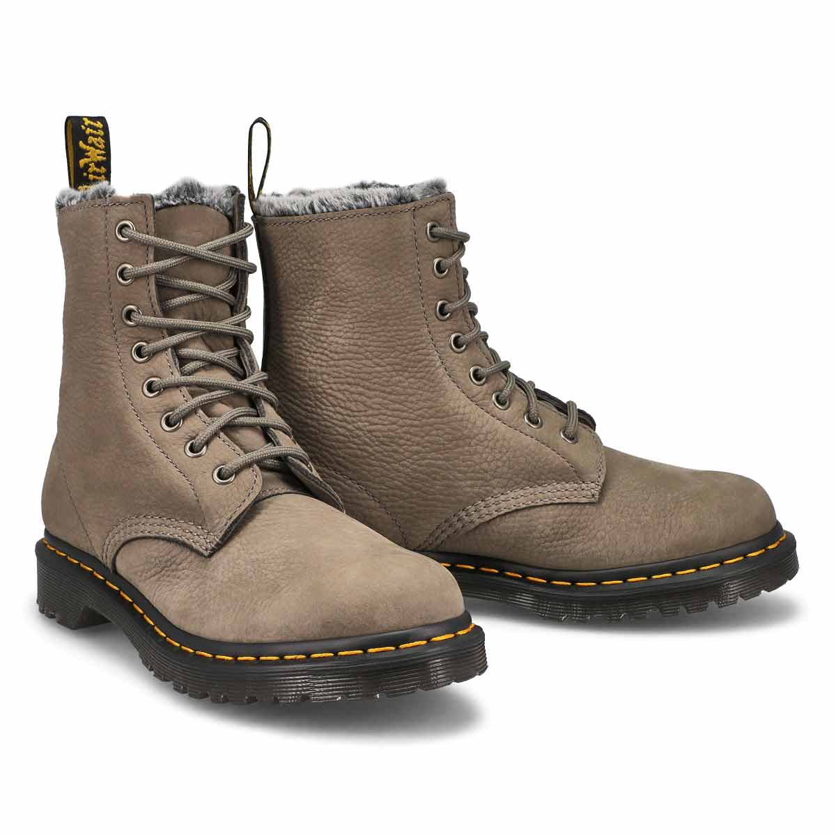 Women's Serena 8-Eye Lined Combat Boot - Nickel Grey