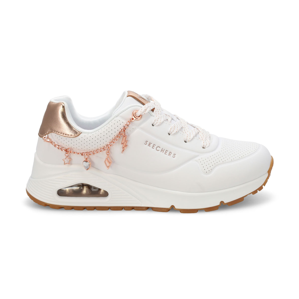 Girls'  Uno Gen1 She's Charming Lace Up Sneaker - White/Rose Gold