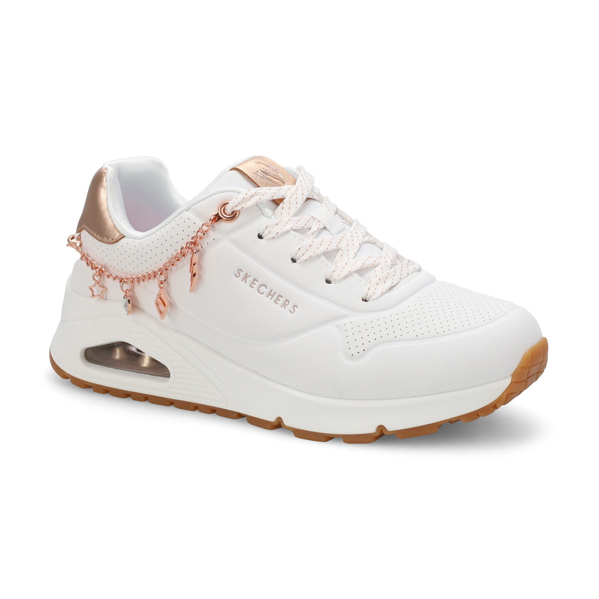 Girls'  Uno Gen1 She's Charming Lace Up Sneaker - White/Rose Gold